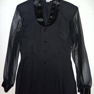 VINTAGE WAYNE DIAMOND SHEER SLEEVE BELTED LONGLINE DUSTER BLAZER